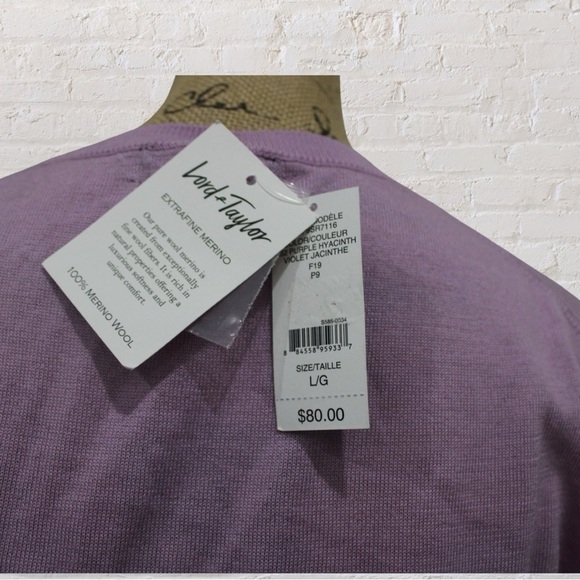 Lord & Taylor Merino Wool V-Neck Sweater - Picture 5 of 6